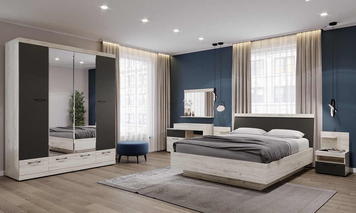 Соната (Дуб крафт белый/Антрацит)