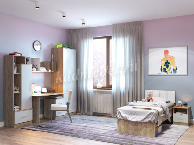 Тумба Лего прикроватная (Дуб бунратти/Белый)