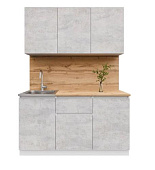 Кухня Лето 1,5 (Цемент светлый/Дуб вотан)