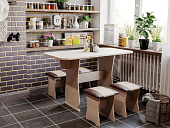 Обеденная группа Бон тип 4 (Дуб молочный/Шоколад/Бежевый) к/з