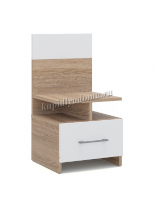 Тумба прикроватная Алёна 2 шт. (Дуб сонома/Белый)