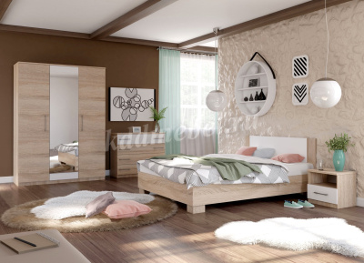 Тумба прикроватная Аврора (2 шт) (Дуб Сонома/Белый)