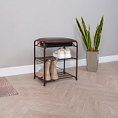 Подставка для обуви Альфа-13 3-х полочная с сиденьем и ящиком (Коричневый)