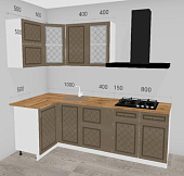 Кухня угловая Модена 1,10*2,35 МДФ (Дуб серый/Дуб Вотан) N