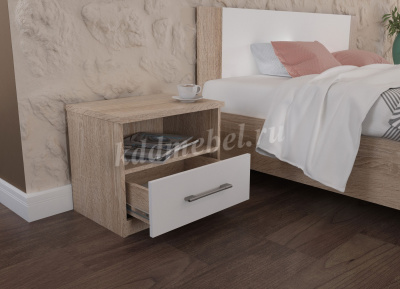 Тумба прикроватная Аврора (2 шт) (Дуб Сонома/Белый)