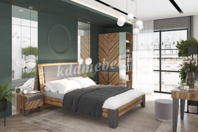 Кровать Моника 1.6 с подцветкой и ортопедическим основанием мод 1.2 (Авелано/Графит антистрейч)