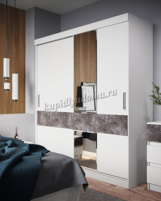 Шкаф-купе Софи 2.0 (Белый/Бетон темный)