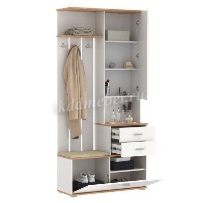 Прихожая Антре Комплектация-2 (Белый/Дуб золотой)