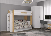 Кровать Колибри с диваном (Бунратти/Белый/Буквы)