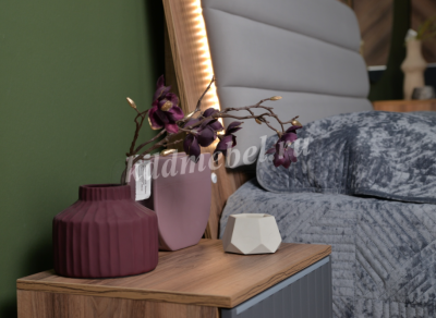 Кровать Моника 1.6 с подцветкой и ортопедическим основанием мод 1.2 (Авелано/Графит антистрейч)