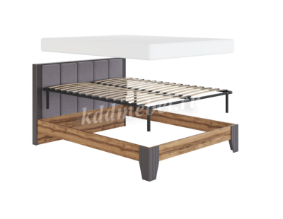 Кровать Моника 1.6 с подцветкой и ортопедическим основанием мод 1.2 (Авелано/Графит антистрейч)