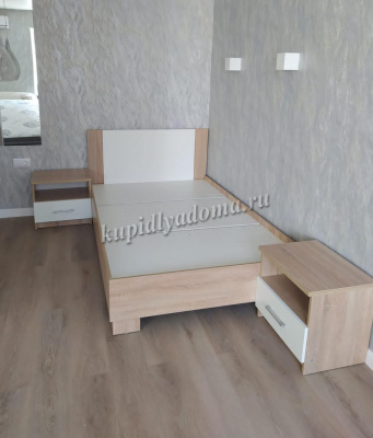 Тумба прикроватная Аврора (2 шт) (Дуб Сонома/Белый)