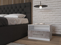 Тумба прикроватная Корсика-2 NEW (Белый/Бетон) 