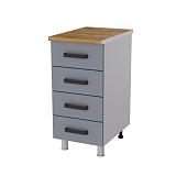 Шкаф нижний глубокий с 4 ящиками Г4Р4 кухня Тоскана без столешницы (Белый/Дуб крафт золотой) 