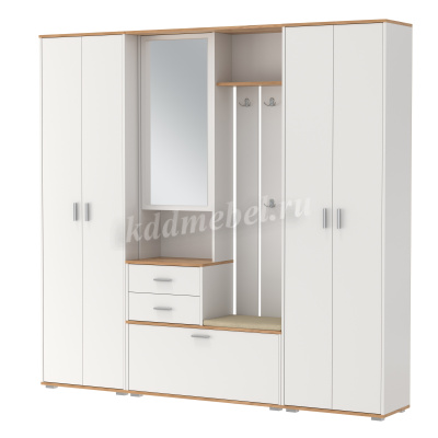 Прихожая Антре Комплектация-2 (Белый/Дуб золотой)