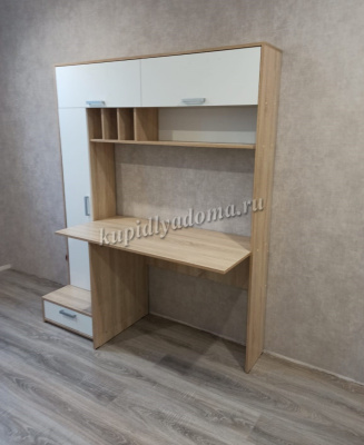 Стол письменный с надстройкой Крафт (Дуб сонома/Белый)