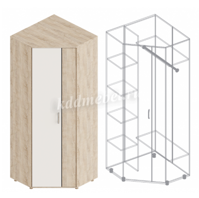 Шкаф угловой Граф (Дуб баррик/Перламутр)