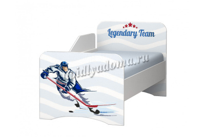 Кровать Смарти (Белый/Фотопечать Хоккей)