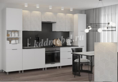 Кухня Куб 1,6 ЛДСП (Белый/Белый глянец/Олива жемчужная)