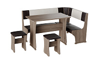 Кухонный уголок Гамма тип-1 (Дуб сонома трюфель/Шоколад/Бежевый) к/з