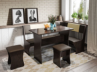 Кухонный уголок Гамма Тип-1 (Венге/Шоколад/Бежевый к/з)