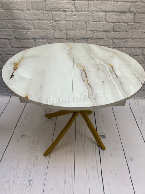 Стол обеденный раздвижной Арчи (Мрамор 691/Опоры золотоые)