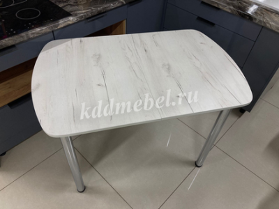 Стол обеденный ВВР раздвижной ЛДСП подстолье конус белый (Дуб крафт белый)