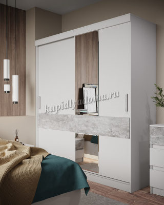 Шкаф-купе Софи 2.0 (Белый/Бетон светлый)