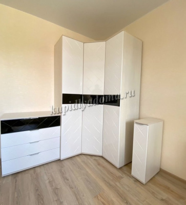 Шкаф угловой Кимберли (Ясень белый/Белый глянец)