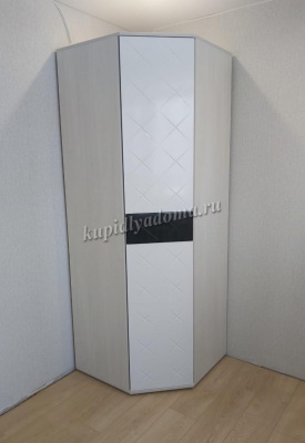 Шкаф угловой Кимберли (Ясень белый/Белый глянец)