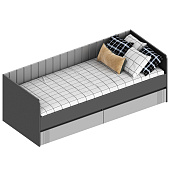 Кровать Вита с ящиками (Темно-серый лофт/Силк маус серый)