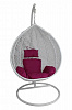Кресло подвесное маленькое Кокон F-03 (Белый ротанг/Фуксия подушка)