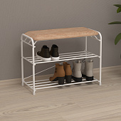 Подставка для обуви Альфа-23 3-х полочная с сиденьем (Белый)