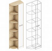 Шкаф-стеллаж Милана левый (Гаскон пайн/Белый лофт)