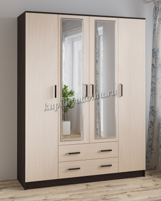 Шкаф Лагуна-016 с зеркалом (Венге/Дуб молочный) 