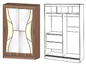 Шкаф-купе Верона 1400 (Ясень шимо темный/Ясень шимо светлый)