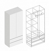 Шкаф 2-ств Бьянко с 2 ящиками (Белый лофт)