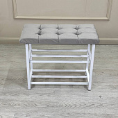 Обувница Стоун 60 (Светло-серый/Каркас белый)