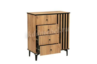 Комод Либерти 51.05 h=150 (Дуб вотан/Чёрный/Дуб вотан)