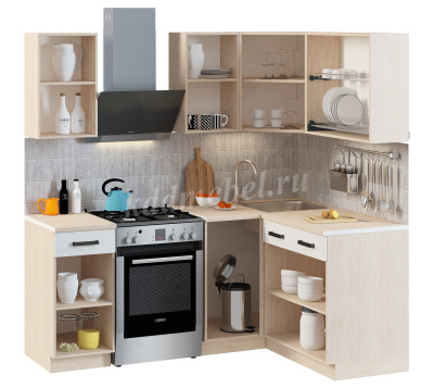 Кухня угловая 1,4*1,4 Алиса Loft комп №2 (Дуб сонома/Сосна белая)