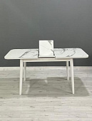 Стол обеденный Осло-2 раздвижной (Белый мрамор/Опора черная)