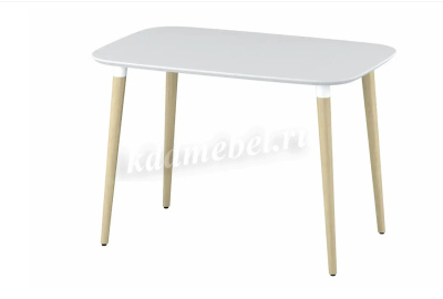 Стол обеденный Бони-2 (Вуд Дуб белый/опора Натуральное дерево)