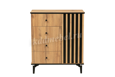 Комод Либерти 51.05 h=150 (Дуб вотан/Чёрный/Дуб вотан)