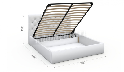 Кровать Беатриче 1.8 с подъемным механизмом (Белый/Экокожа Texas/Стразы)