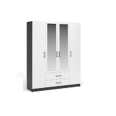 Шкаф 4д 2ящ. с зеркалом Чикаго (Антрацит/Белый)