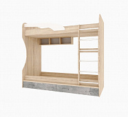 Кровать двухъярусная Колибри (Дуб сонома/Ателье светлое/Акрил белый)