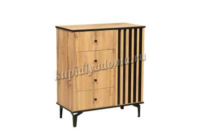 Комод Либерти 51.05 h=150 (Дуб вотан/Чёрный/Дуб вотан)