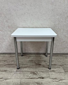 Стол обеденный Д17 раскладной (Белый текстурированный/Опоры хром)