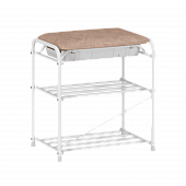 Подставка для обуви Альфа-13 3-х полочная с сиденьем и ящиком (Белый)