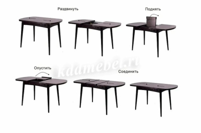 Стол обеденный раскладной Ялта-2 (Анкор темный/Опора цилиндрическая)